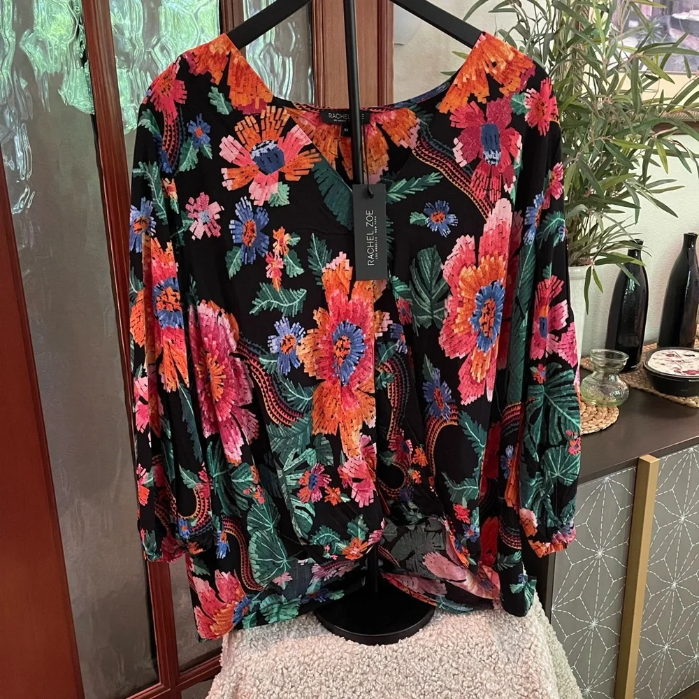 Rachel Zoe Floral Blouse - Black and Multicolor - Picture 2 of 3